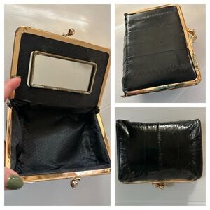 Large Vintage Black Eel-Skin Cosmetic Case